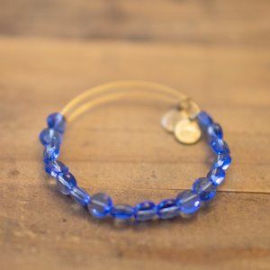 Gold Alex Ani Blue Bead Stacker Bangle